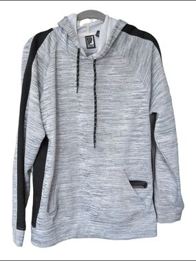 Brooklyn Athletics Gray Marled Hoodie with Black Side Stripes Zip Front Pocket